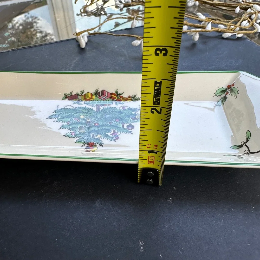 Vintage Spode England Christmas Tree Mint Candy Cracker Serving  Tray 9